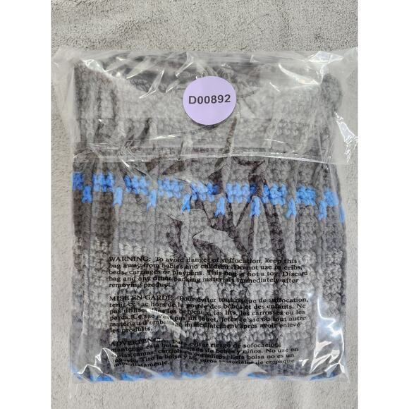 Vintage Hand Made Striped Mock Neck Pullover Sweater Size M Gray Blue Stretch - Picture 5 of 5